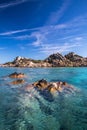 Scenic Sardinia island landscape. Italy sea coast with azure clear water Royalty Free Stock Photo